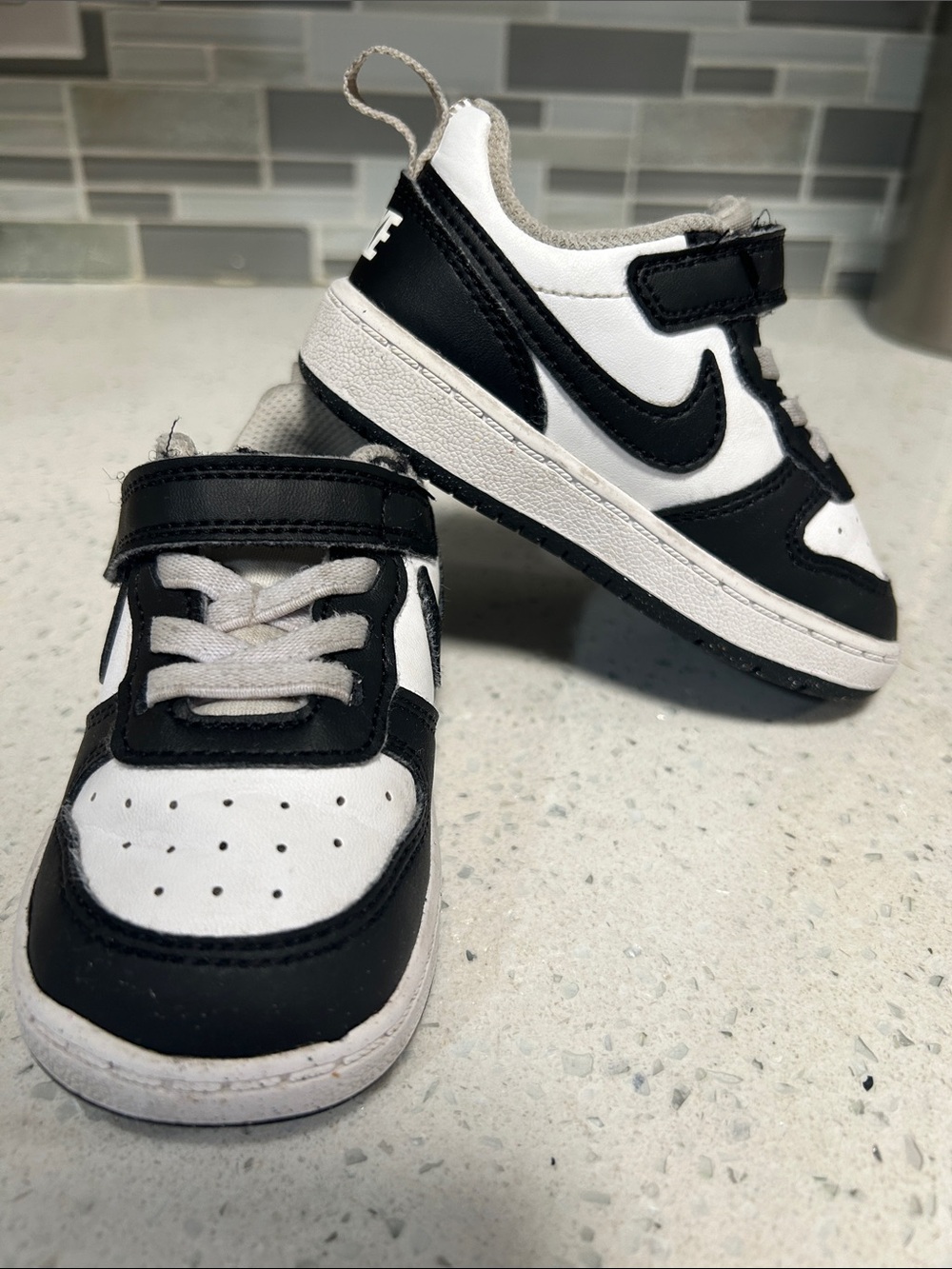 Nike Toddler Black and White Low-Top Sneakers with Hook-and-Loop Strap